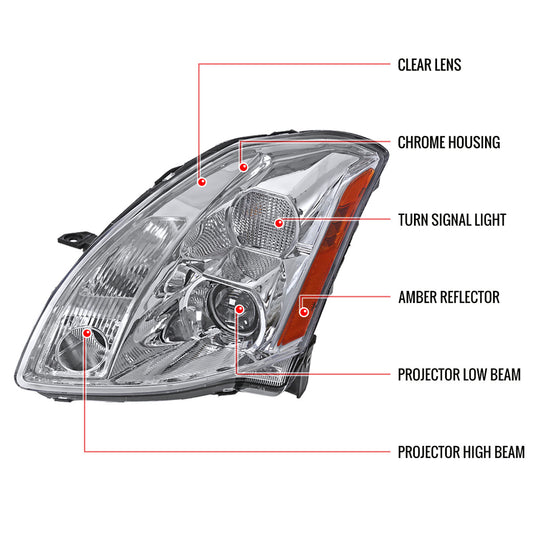 2004-2006 Nissan Maxima Projector Spec-D Headlights Chrome