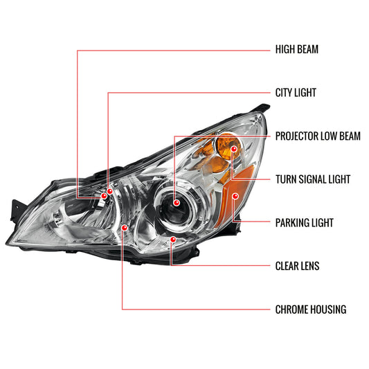 2010-2014 Outback Legacy Pojector Spec-D Headlights Chrome