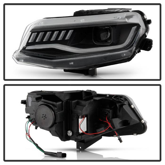 Spyder Apex Chevy Camaro 16-18 Full LED Headlights Sequential Black (PRO-YD-CCAM16HIDAP-SEQ-BK) backside of the back rear panel