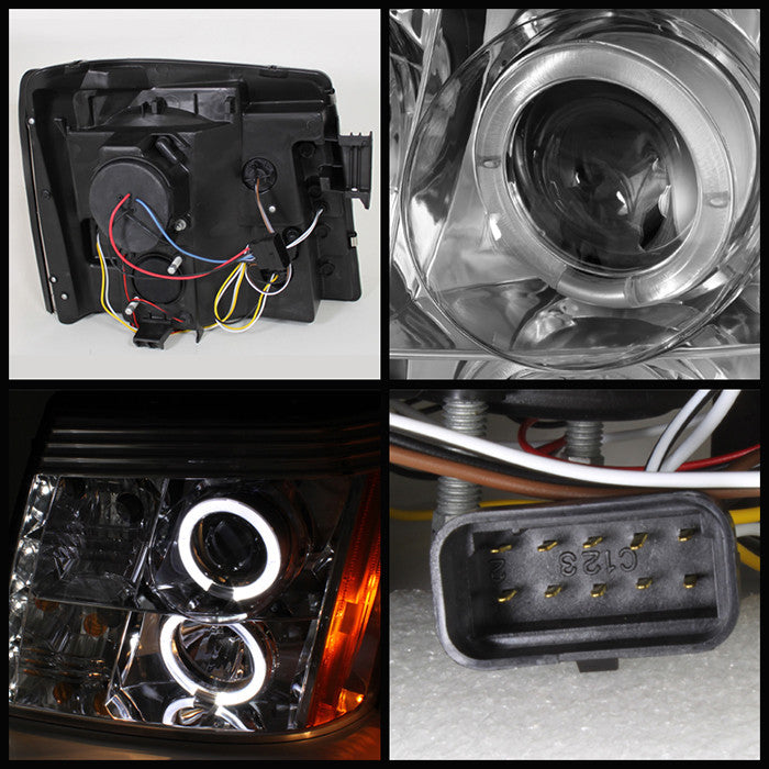 Spyder Cadillac Escalade 02-03 Halo Pro Headlights Chrome (PRO-YD-CE02-DRL-C) backside of the rear back panel