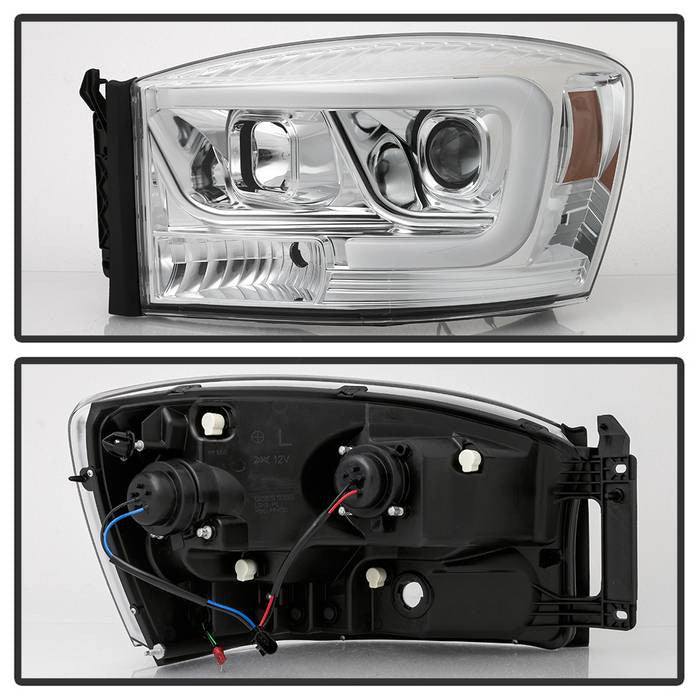 Spyder Dodge Ram 1500 2500 3500 06-08 V2 LED Bar Headlights Chrome (PRO-YD-DR06V2-LB-C) backside of the back rear panel