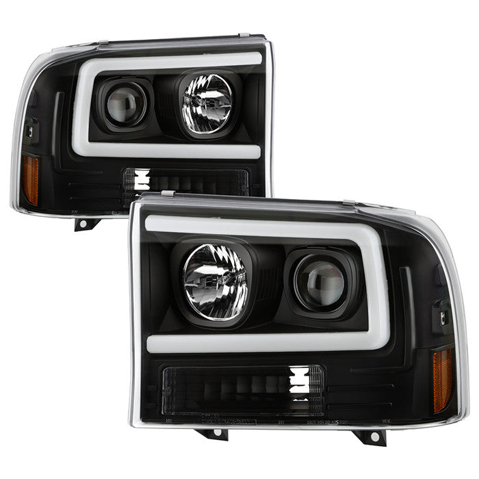 Spyder Platinum F250 Super Duty/ Excursion 00-04 LED Headlights Black display showing show PRO-YD-FF25099V2PL-BK