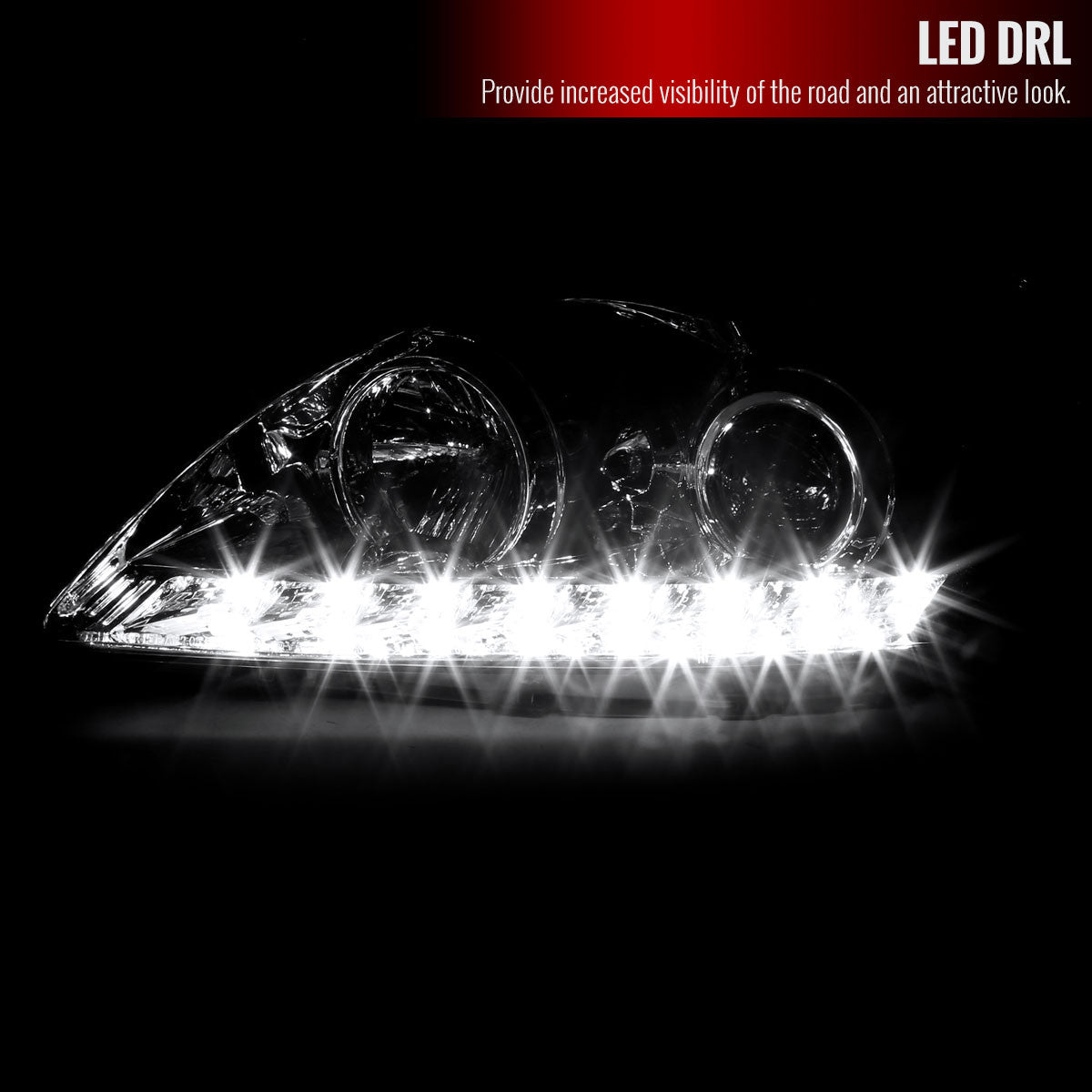 2LHP-FOC15-SQ-TM 2015-17 Ford Focus Projector Headlights Sequoia LED Chrome