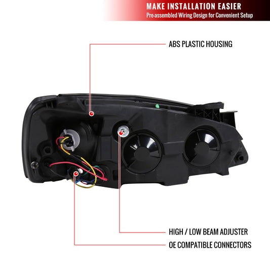2005-2010 Pontiac G6 Projector Spec-D Headlights LED Strip Smoked