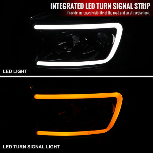 2006-2008 Dodge Ram LED Bar Projector Spec-D Headlights Black Smoked
