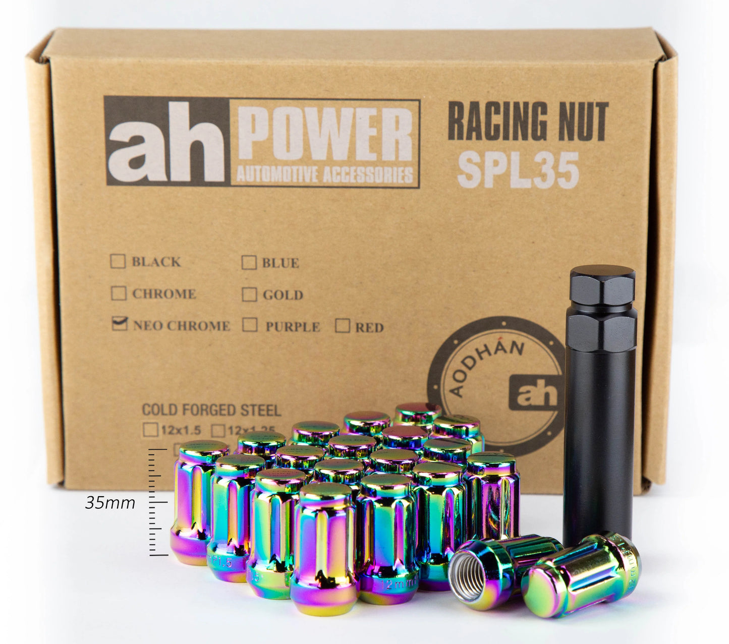 Aodhan SPL35 Spline Lug Nuts 12x1.5mm or 12x1.25mm Conical Seat