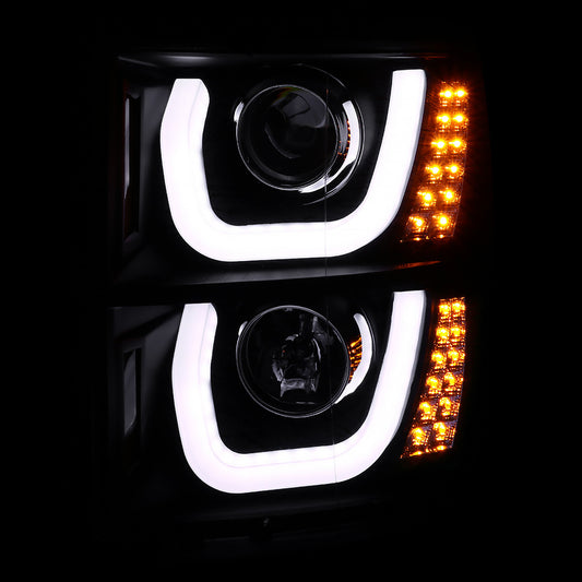2014-2016 Silverado U-Bar LED Projector Spec-D Headlights Black