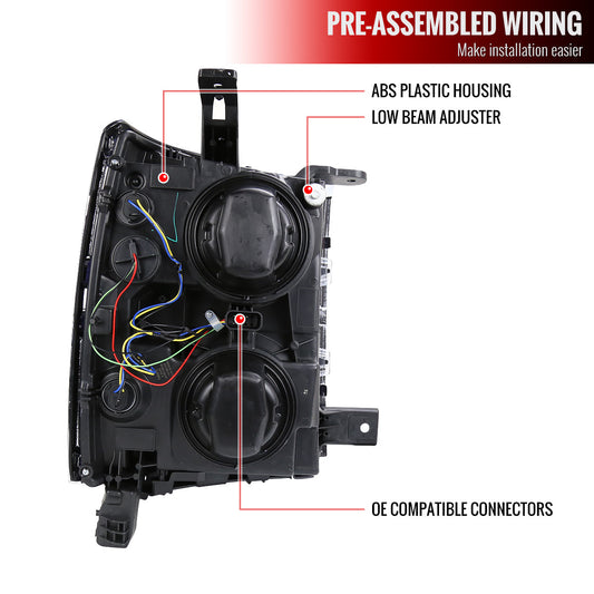 2014-2015 Silverado Projector Spec-D Headlights Chrome Clear