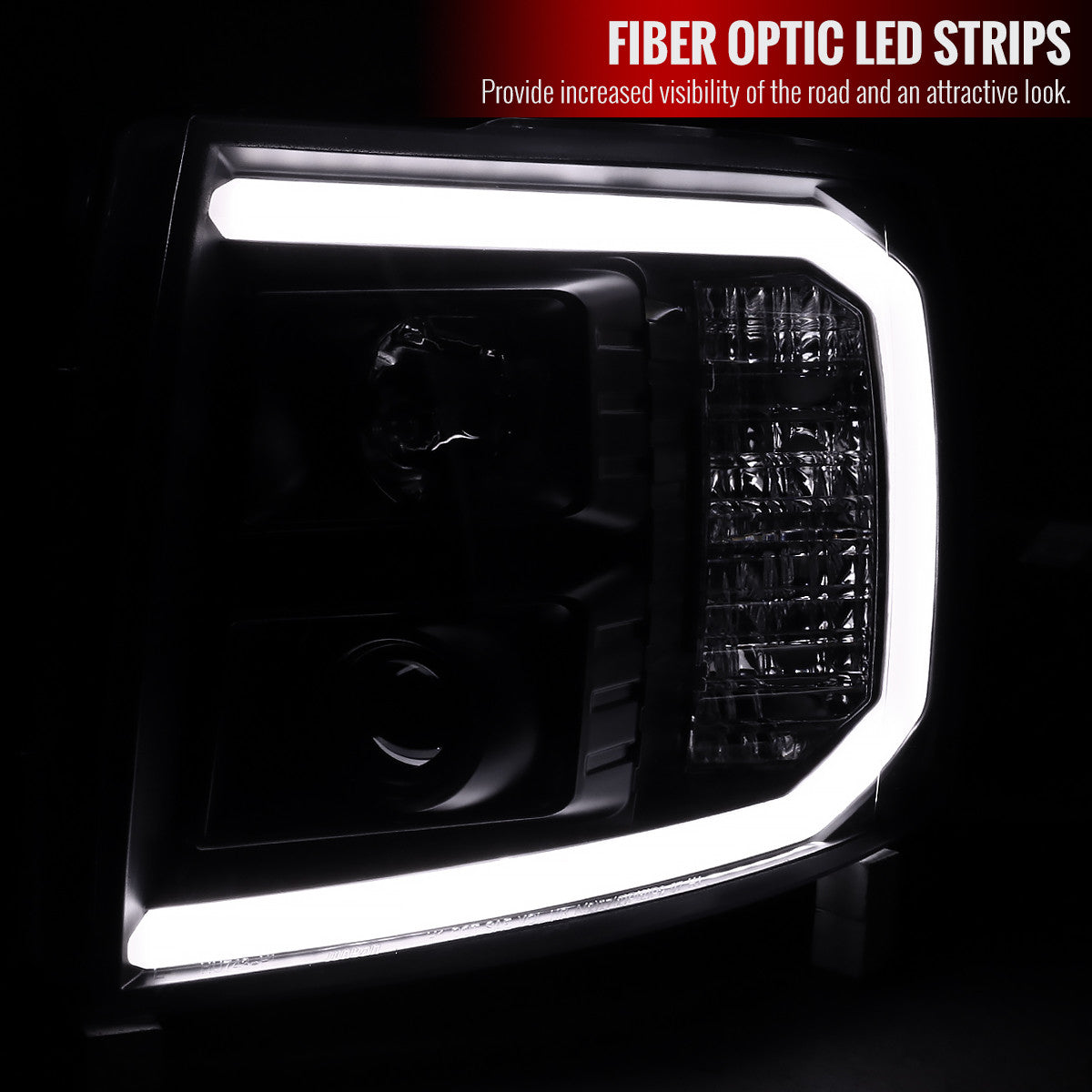 Spe-D 2007-2014 Chevy Silverado LED Bar Proj Spec-D Headlights Black