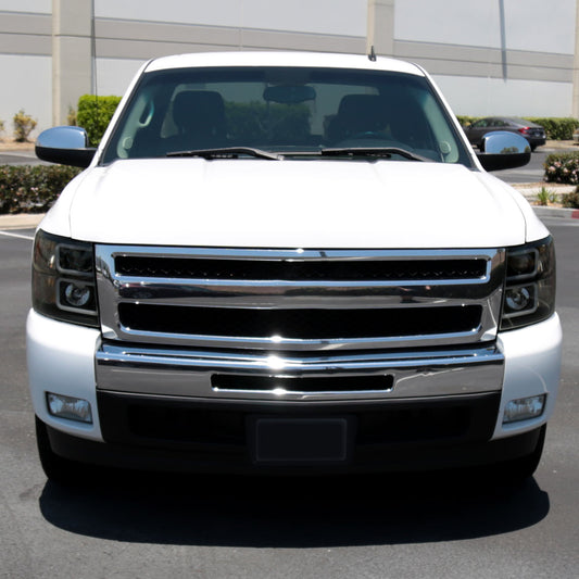 2007-2013 Chevy Silverado Projector Spec-D Headlights LED Bar Smoked