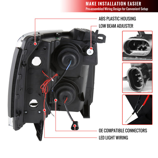 2007-2013 Chevy Silverado LED Bar Projector Spec-D Headlights Chrome