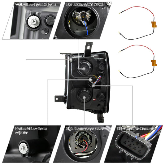 2014-2016 Silverado U-Bar LED Projector Spec-D Headlights Chrome