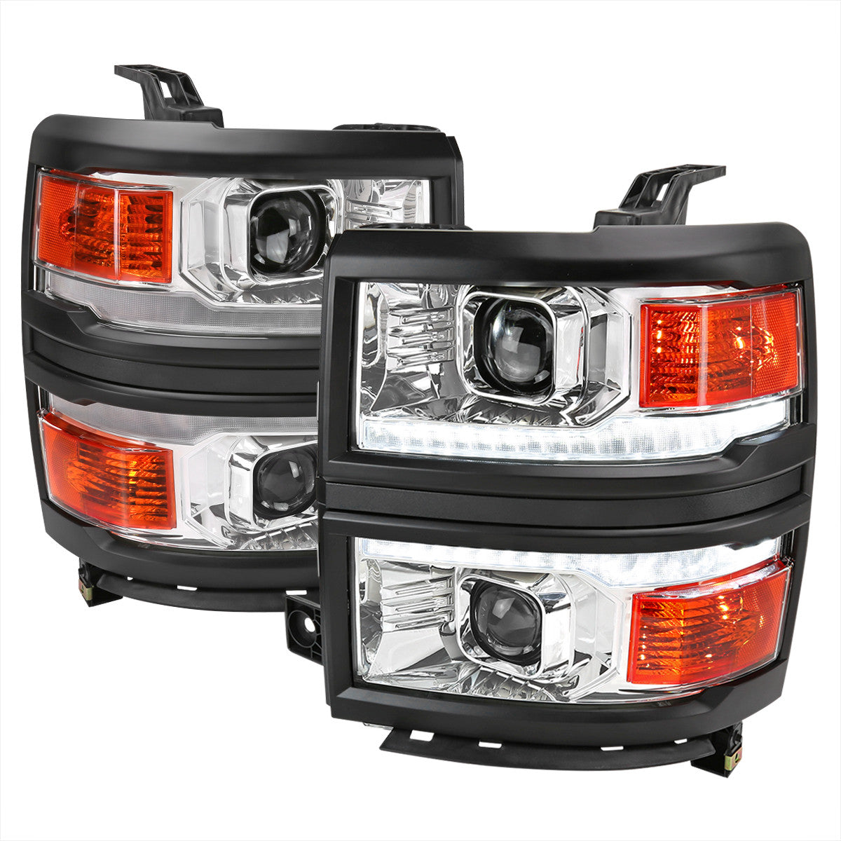 Spec-D 2014-15 Silverado 1500 Projector Headlights Sequential LED Black