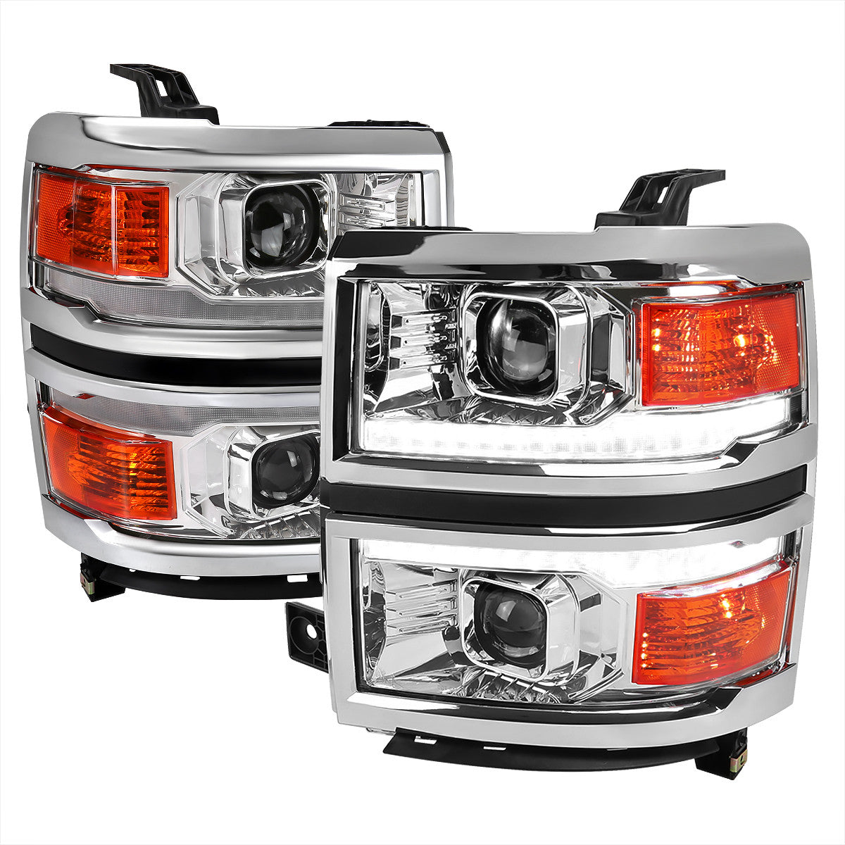 Spec-D 2014-15 Silverado 1500 Projector Headlights Sequential LED Chrome