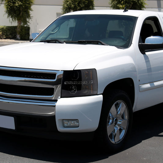2007-2013 Chevy Silverado Spec-D Headlights Smoked Black