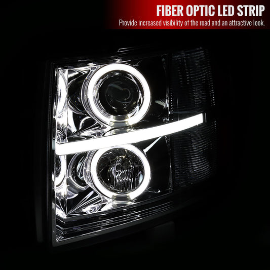 2007-2013 Silverado Projector LED Bar Spec-D Headlights Chrome