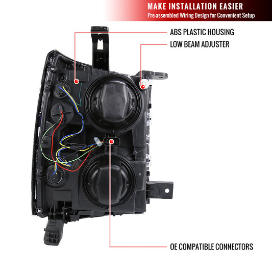 2014-2015 Chevy Silverado Projector Spec-D Headlights Black Smoked