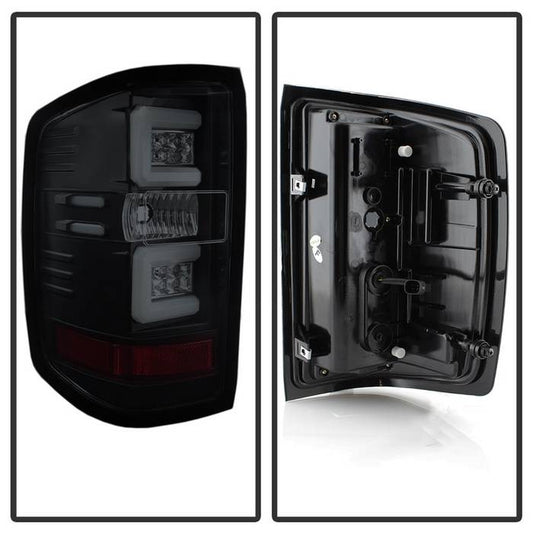 Spyder 16-18 Chevy Silverado 1500 / 16-19 2500 3500HD LED bar tail lights all black smoke
