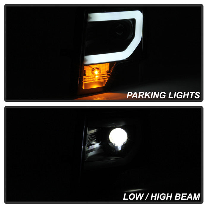 Spyder Apex Ford F150 13-14 Xenon Model Light Bar Projector Headlights LED Black installed