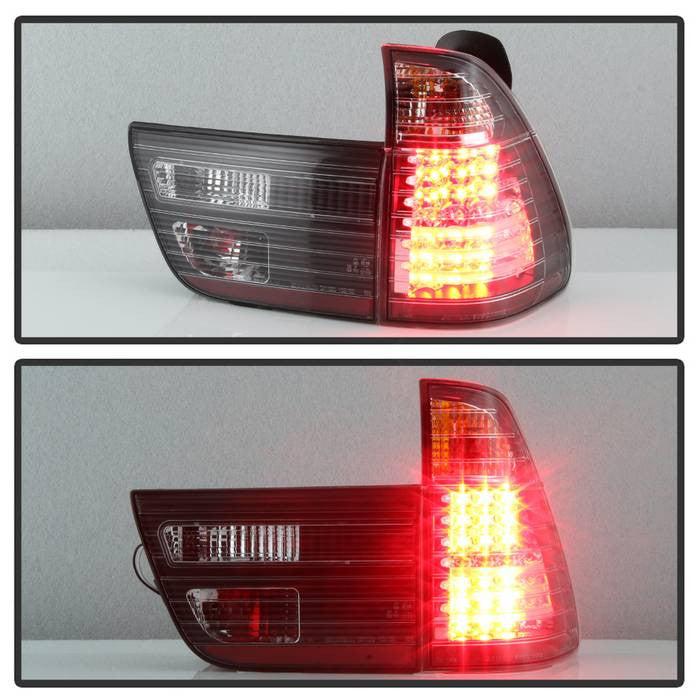 Spyder BMW 00-06 X5 E53 4PCS LED tail lights installed black