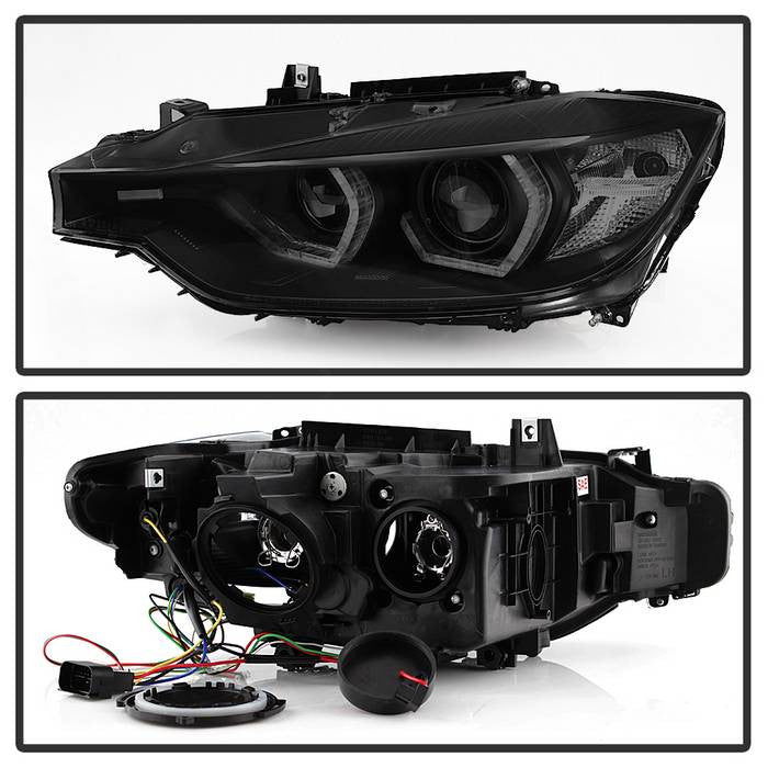 Spyder BMW F30 3 Series 2014 Black Smoke Headlights.