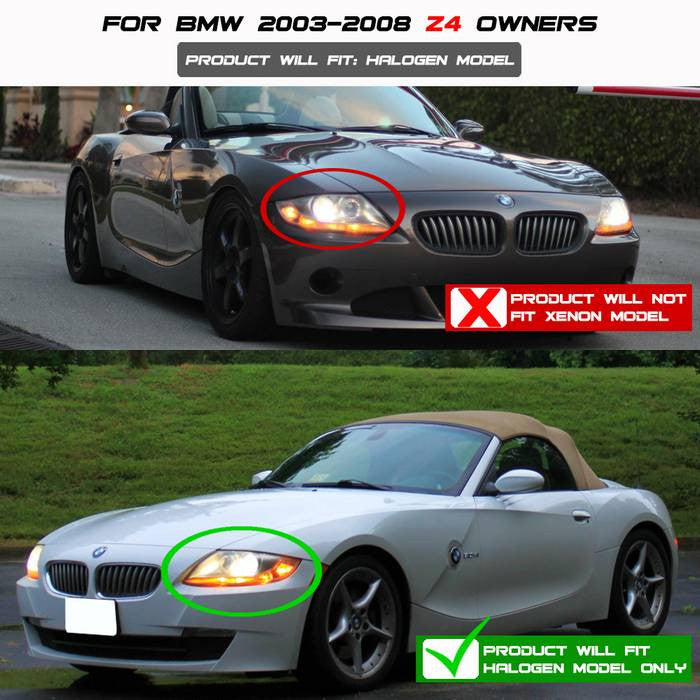Spyder BMW Z4 2003-08 Projector Headlights Halogen Model LED Halo Chrome