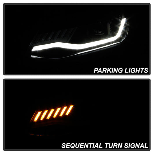 Spyder Chevy Camaro 16-18 HID Model Projector Headlights Sequential Signal black installed