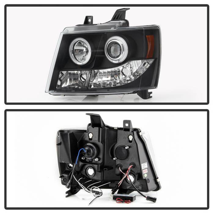 Spyder Chevy Suburban 1500 2500 07-14 Chevy Tahoe Avalanche 07-14 Projector Headlights CCFL Halo LED Black