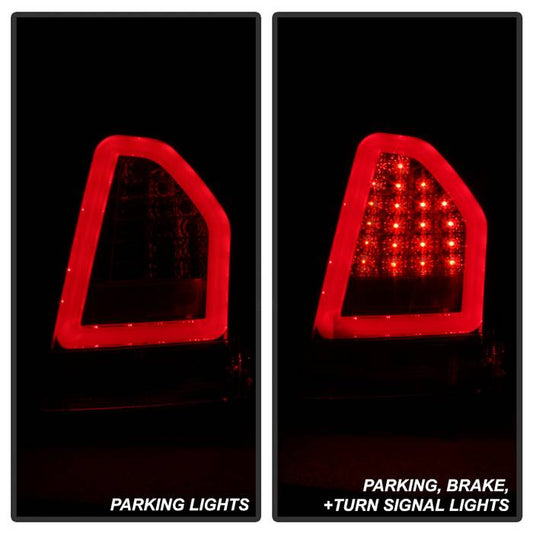 Spyder Chrysler 300 05-07 V2 LED bar tail lights red installed