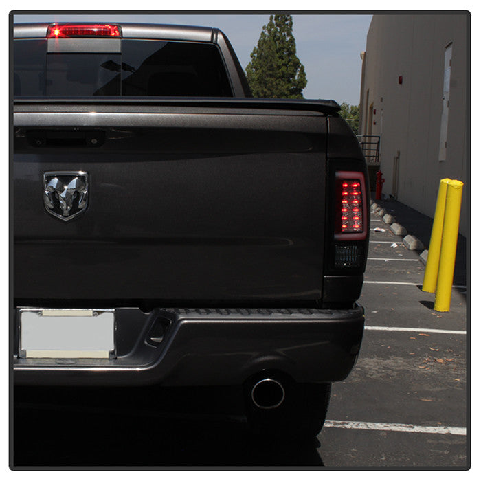 Spyder Dodge 10-18 Ram 1500 2500 3500 LED bar tail lights installed smoke