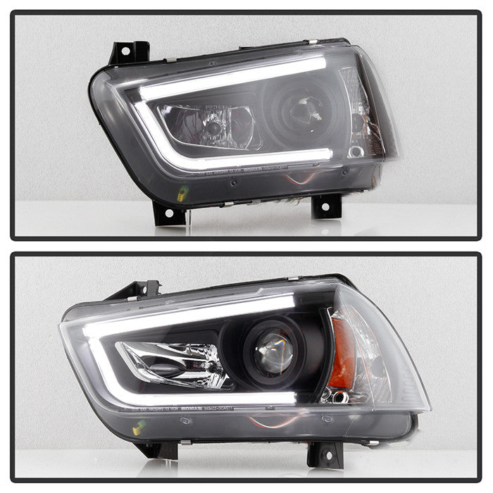Spyder Dodge Charger 11-14 Projector Headlights Black Xenon installed light tube DRL