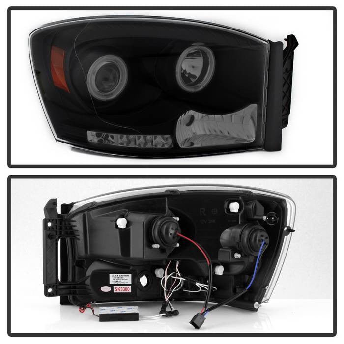 Spyder Dodge Ram 1500 06-08 Projector Halo LED Headlights CCFL Black Smoke