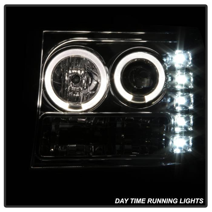 Spyder F250 F350 F450 Super Duty halo projector Headlights Chrome