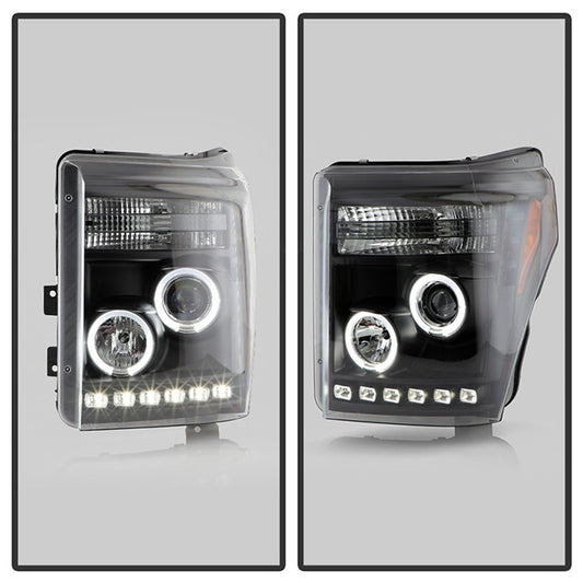Spyder F250 Super Duty 11-16 Halo halo projector Headlights Black.