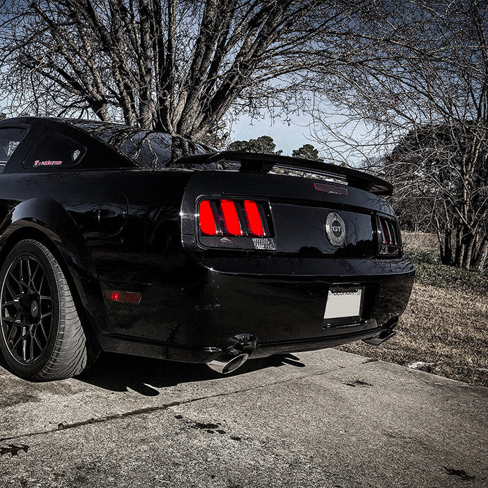Spyder Ford 05-09 Mustang red LED bar tail lights installed smoke