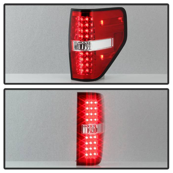 Spyder Ford 09-14 F150 LED tail lights installed red