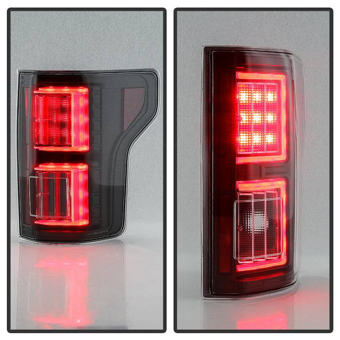 Spyder Ford 18-19 F150 LED bar tail lights all black installed