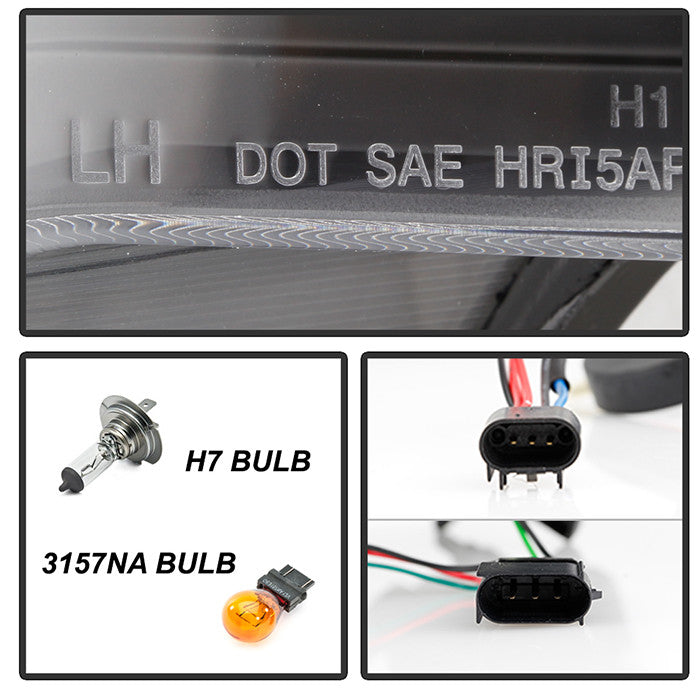 Spyder Ford F150 09-14 Projector Headlights Halogen Light Bar DRL Black