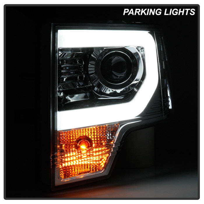 Spyder Ford F150 09-14 Projector Headlights Halogen Model Light Bar DRL Chrome installed