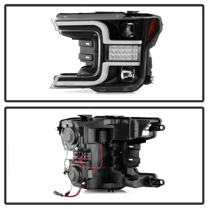 Spyder Ford F150 18-19 Halogen Model Projector Headlights LED Sequential Signal Black