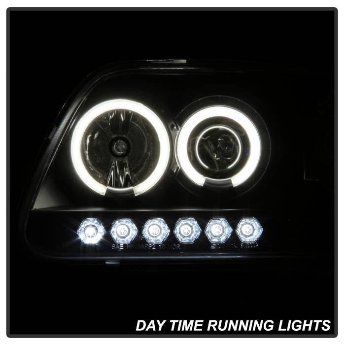 Spyder Ford F150 97-03 Expedition 97-02 1PC Projector Headlights CCFL Halo LED Black installed