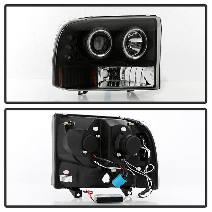 Spyder Ford F250 Super Duty 99-04 Ford Excursion 00-04 1PC Projector Headlights Version 2 CCFL Halo LED Black Smoke