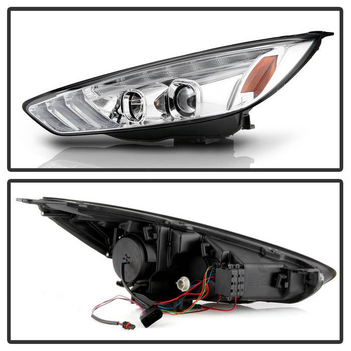 Spyder Ford Focus 2015-18 Projector Headlights Sequential Signal Light Bar Chrome