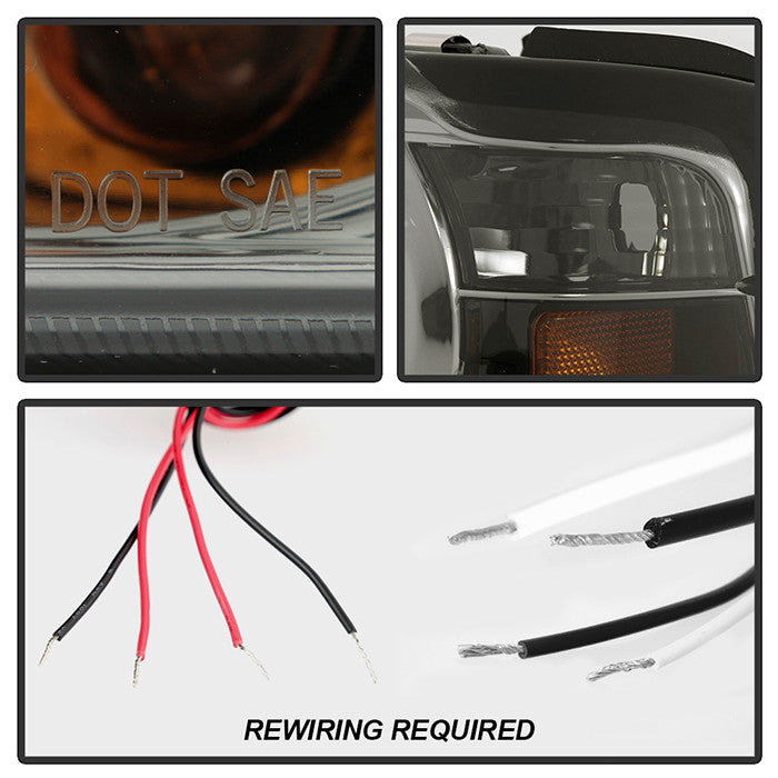 Spyder Ford Ranger 2001-11 1PC Projector Headlights LED Halo Smoke