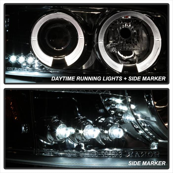 Spyder GMC Sierra 1500 2500 3500 99-06 GMC Sierra Denali 02-07 GMC Yukon 00-06 GMC Yukon Denali 01-06 Projector Headlights LED Halo Smoke installed