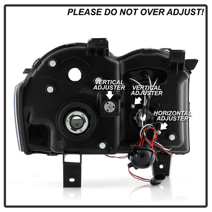 Spyder Jeep Grand Cherokee 05-07 Projector Headlights LED Halo Black Smoke adjust