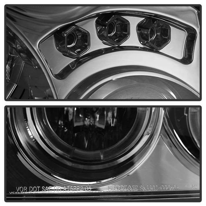 Spyder Jeep Grand Cherokee 05-07 Projector Headlights LED Halo Chrome Smoke