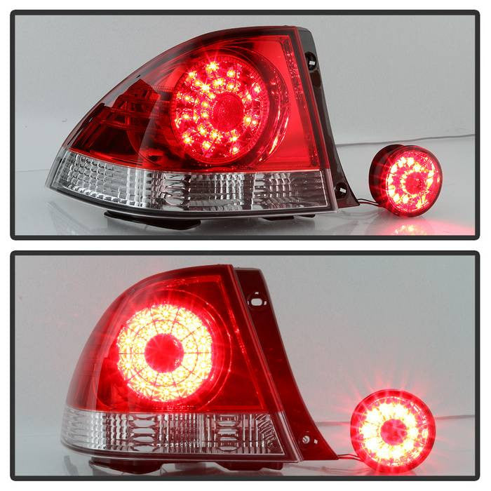 Spyder Lexus 01-03 IS300 LED tail lights trunk installed red clear