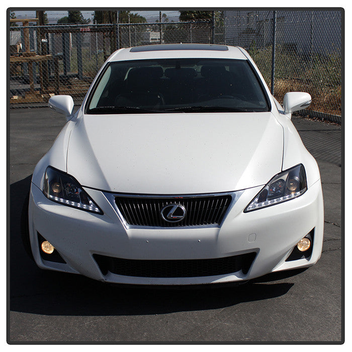 Spyder Lexus IS250 IS350 06-10 DRL Projector Headlights installed halogen Black