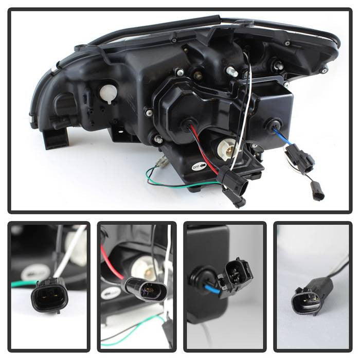 Spyder Lexus RX330 2004-2006 Projector Headlights Halogen Model DRL LED Black